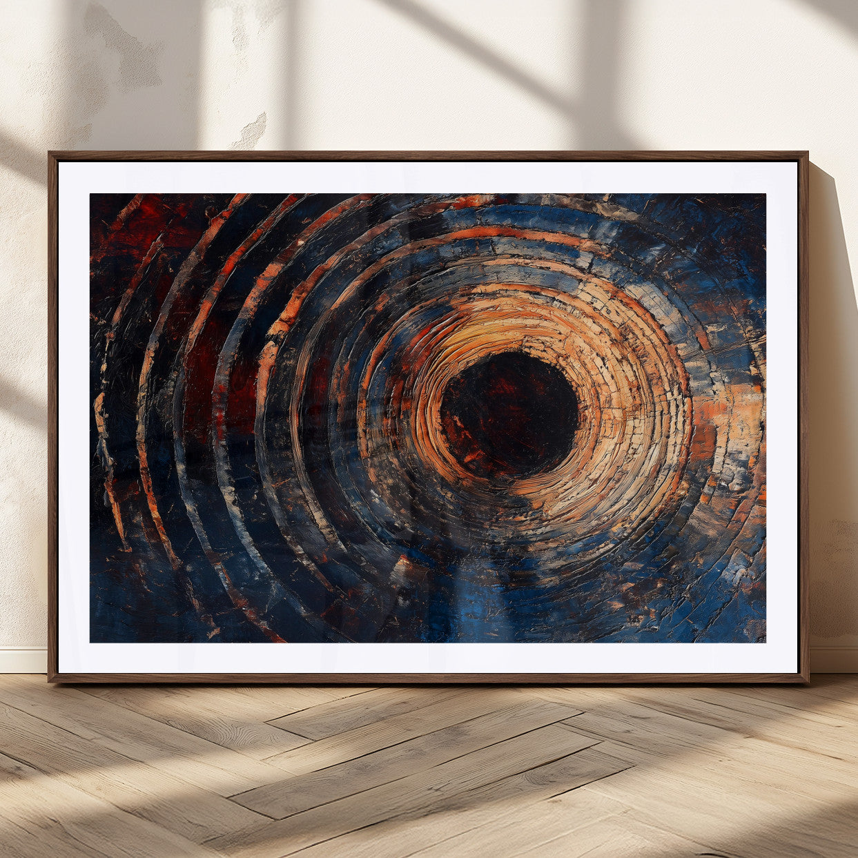 10017879-MGC-FP-36x24_Walnut-Wood Tree Ring Wall Art Canvas Print – Framed Natural Wood Artwork, Rustic Tree Slice Perfect Decor for Home, Office