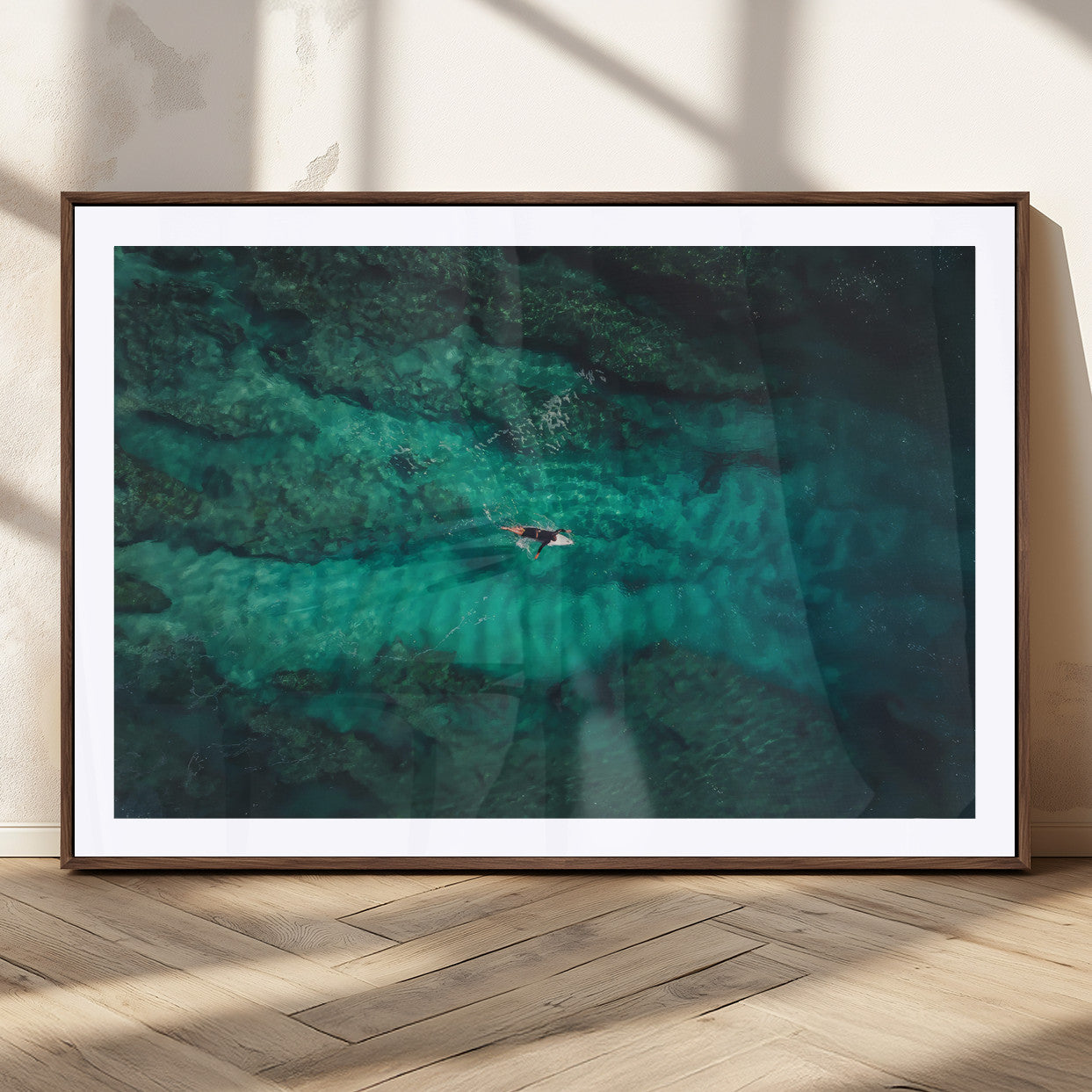 93287752-MGC-FP-40x30-Ocean Surf Wall Art Canvas Print – Framed Vibrant Blue Waters Seascape Artwork for Home, Office, Living Room