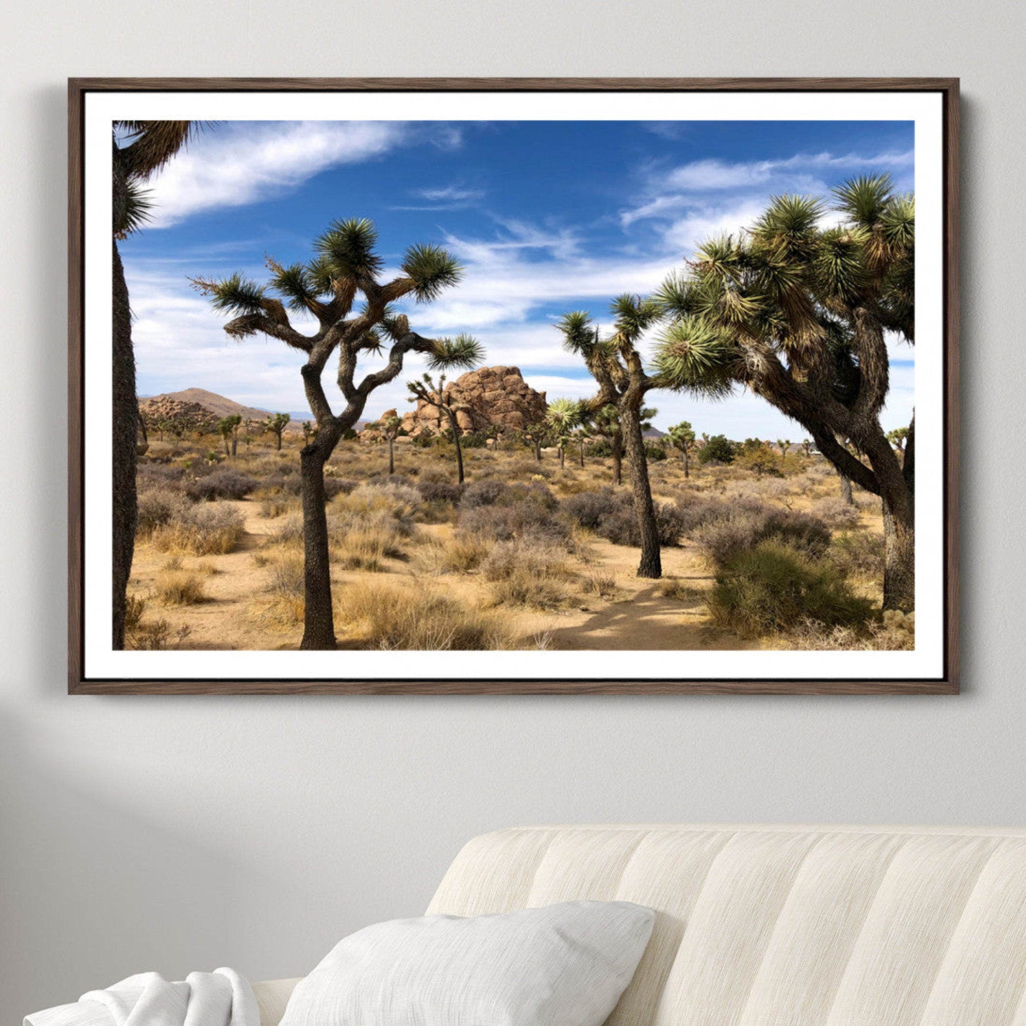 25722592-MGC-FP-36x24-Joshua Tree Desert Wall Art Canvas Print – Framed Southwestern Rustic Earth Tone Nature Scene Artwork for Home Office