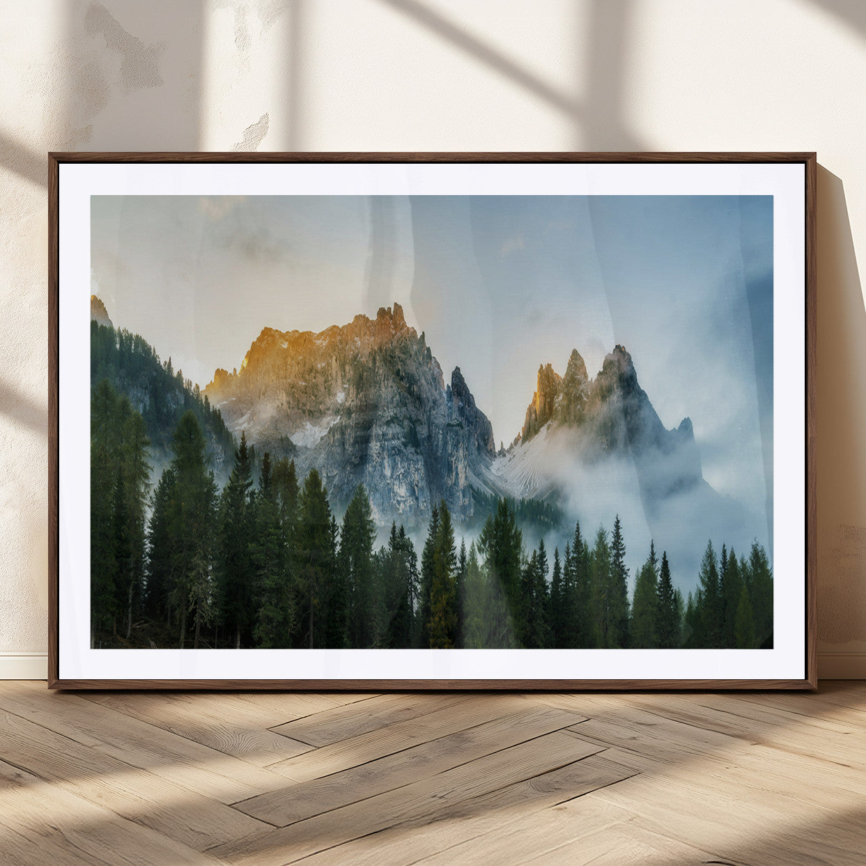 21145440-MGC-FP-36x24_Walnut-Wilderness Wall Art Canvas Print – Misty Forest Nature Landscape Photography Rustic Scenic Artwork for Home, Office