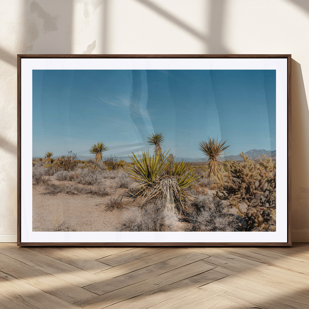 35156165-MGC-FP-36x24_Walnut-Joshua Tree Wall Art Canvas Print – Framed Desert Landscape Warm Earth Tones Southwestern Minimalist Artwork for Home, Office