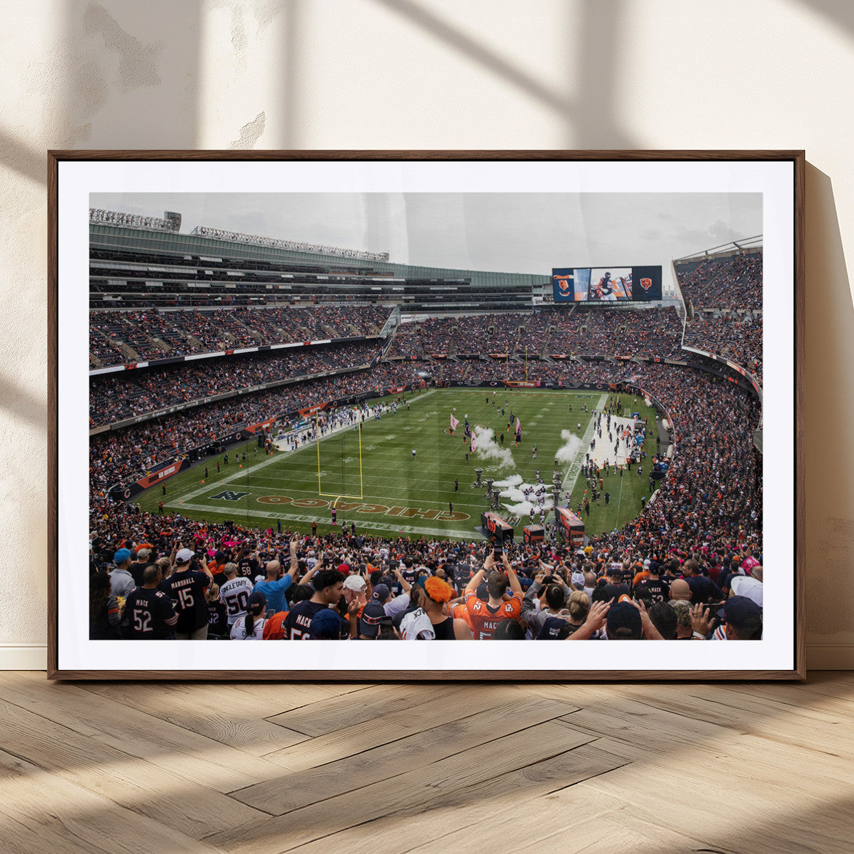 18347149-MGC-FP-36x24_Walnut-Chicago Bears Soldier Field Wall Art Canvas Print – Framed Football Stadium Artwork Team Spirit for home, office