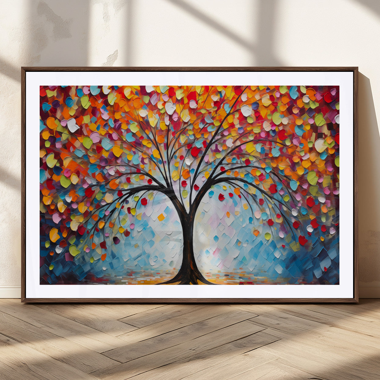 HS2447-MGC-FP-36x24_Walnut-Vibrant Tree of Life Canvas Wall Art – Colorful Abstract Nature in Modern Decor - Ready to Hang