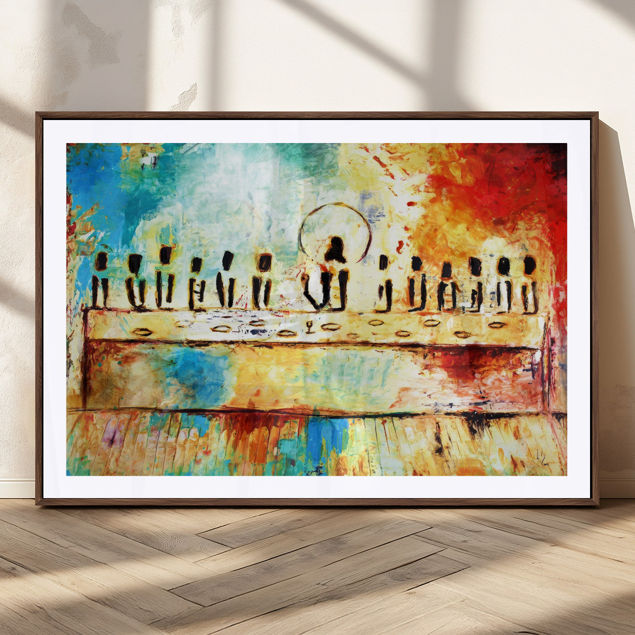YKE34632598CR-MGC-FP-40x30-Abstract Last Supper Wall Art – Apostles Canvas Print Religious Painting Spiritual Decor for Home, Office