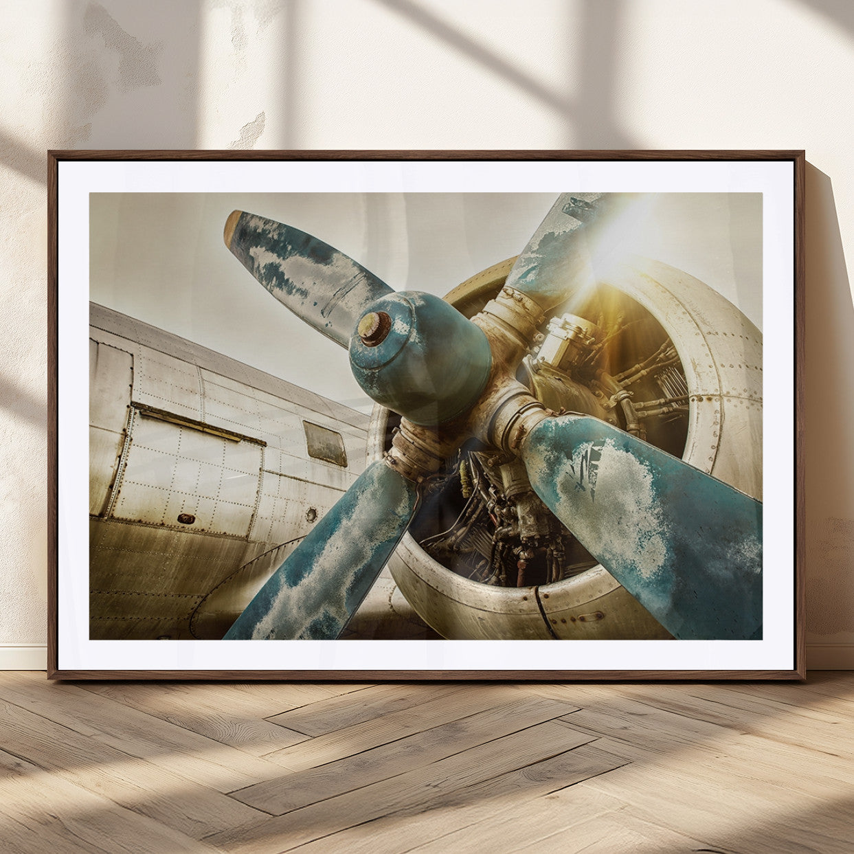 14106-MGC-FP-36x24_Walnut-Vintage Airplane Canvas Print