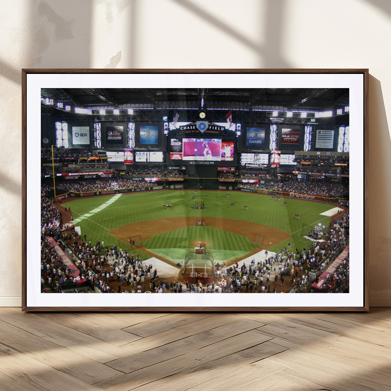 91630-MGC-FP-36x24_Walnut-Arizona Diamondbacks Baseball Team Print - Phoenix Chase Field Baseball Stadium Wall Art Canvas