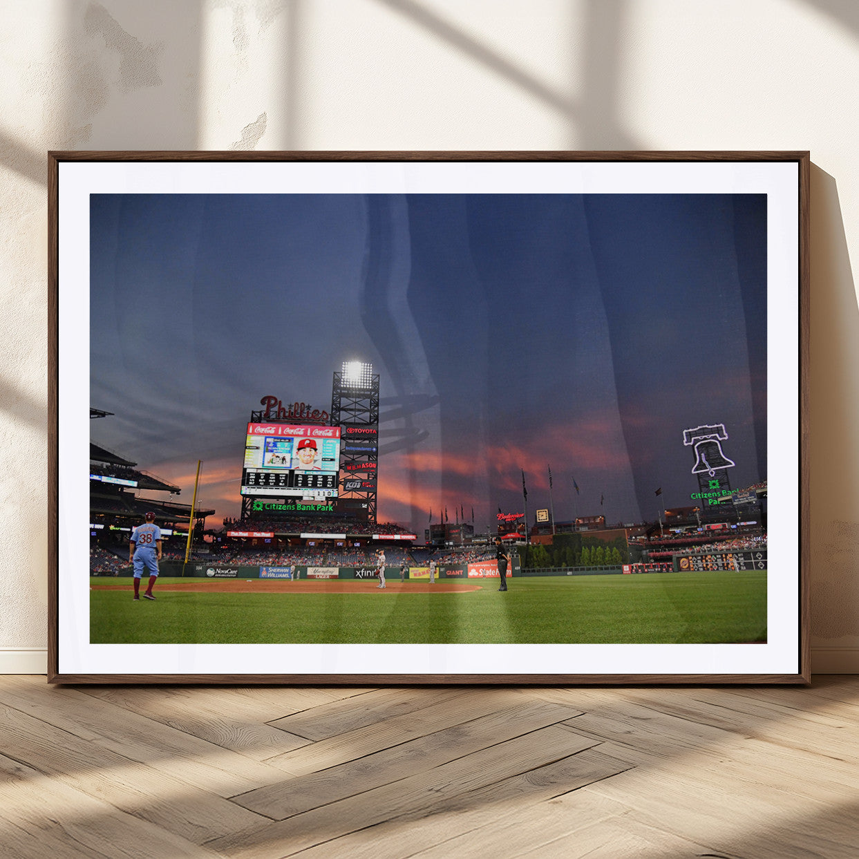 22594-MGC-FP-36x24_Walnut-Philadelphia Phillies Baseball Print - Philadelphia Citizens Bank Park Stadium Wall Art, Phillies