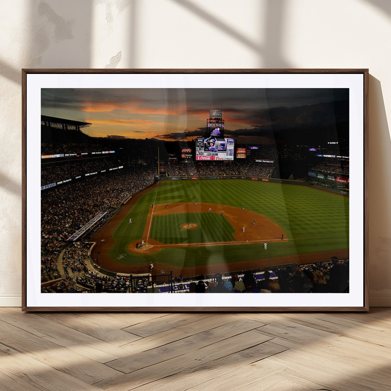 57060-MGC-FP-36x24_Walnut-Colorado Rockies Coors Field Wall Art Canvas Print - MLB Baseball Stadium