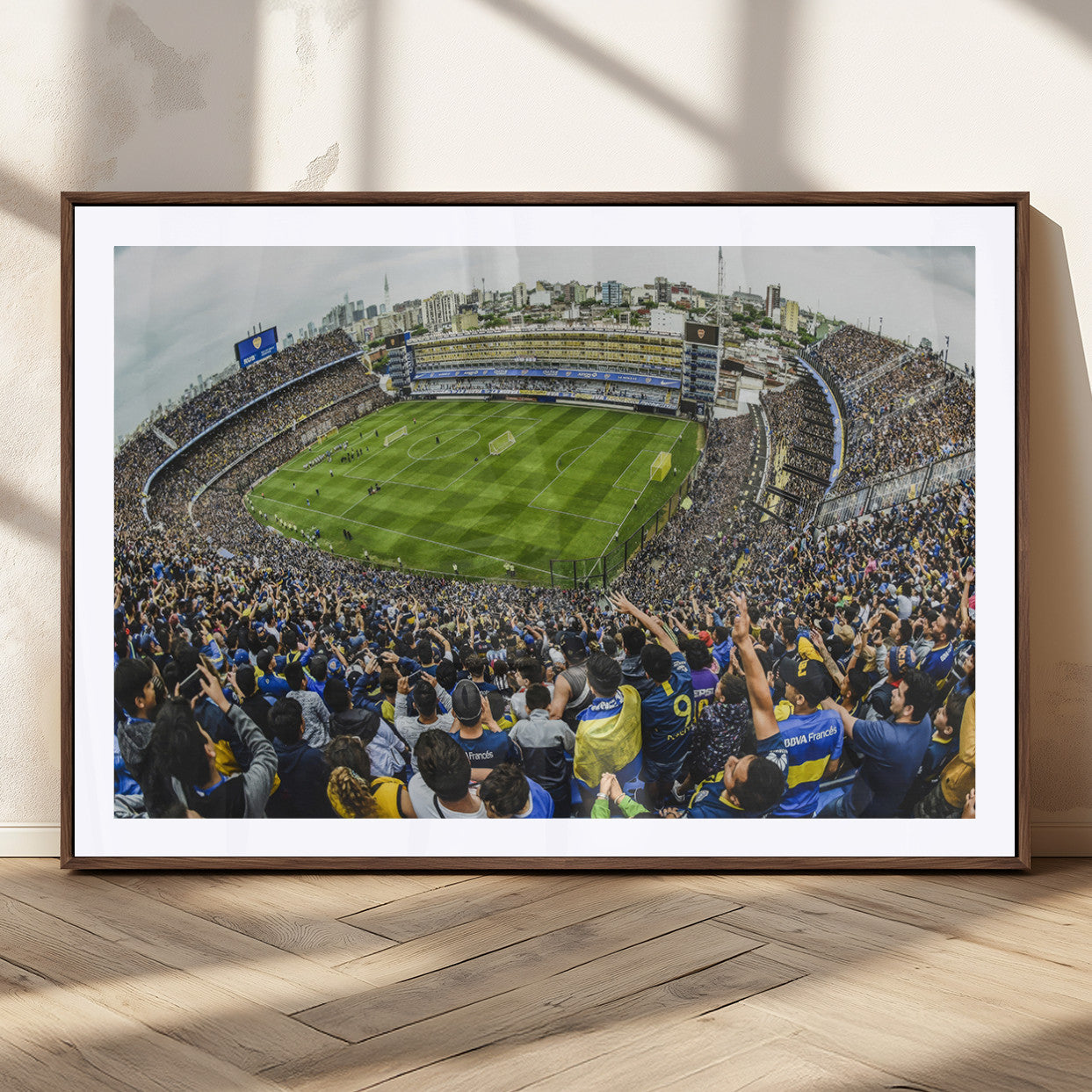 63839-MGC-FP-36x24_Walnut-Boca Juniors Soccer Team Print Wall Art - Buenos Aires Bombonera Stadium Canvas Print