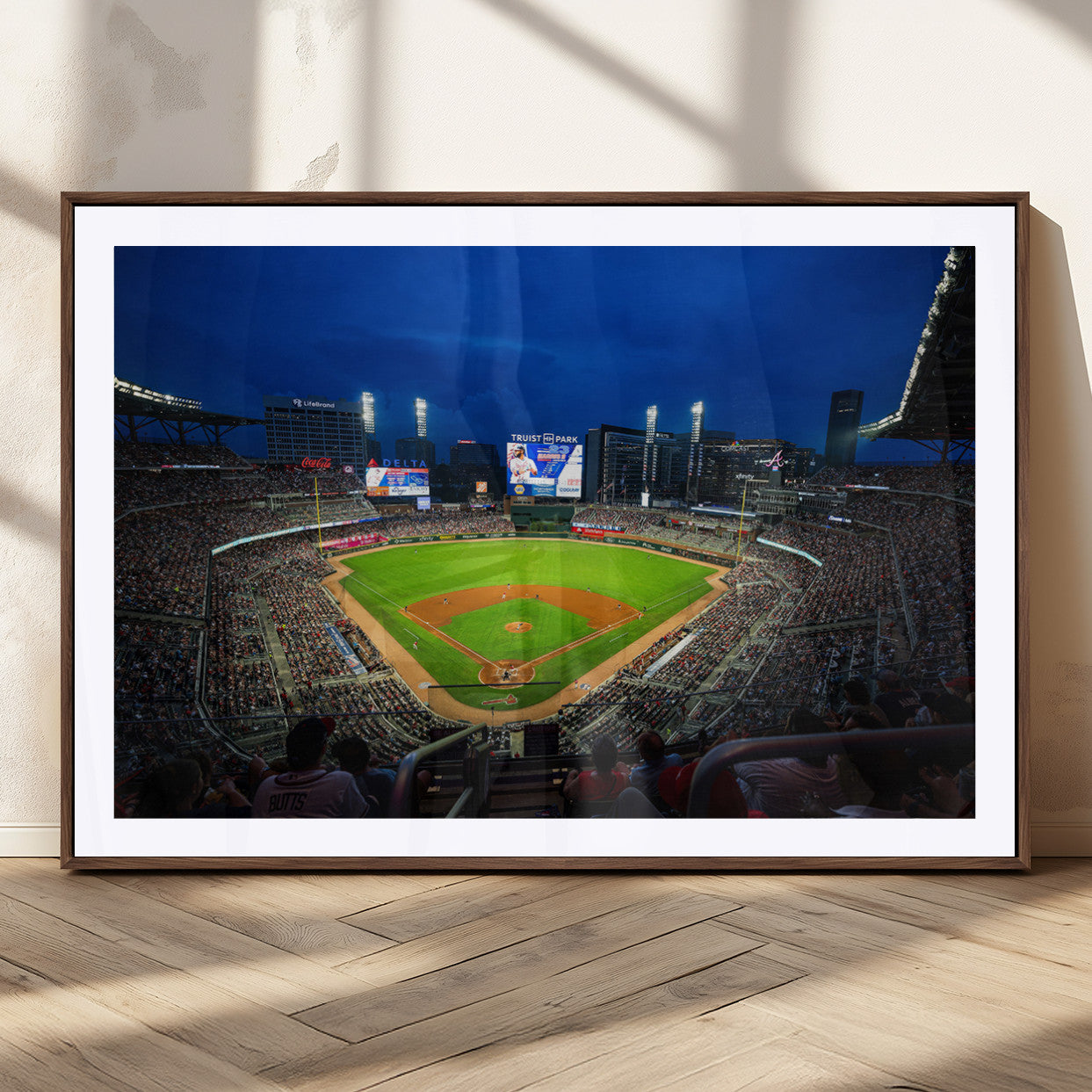 88590-MGC-FP-36x24_Walnut-Truist Park Night Game Canvas Art - Atlanta Braves Stadium Wall Art Canvas