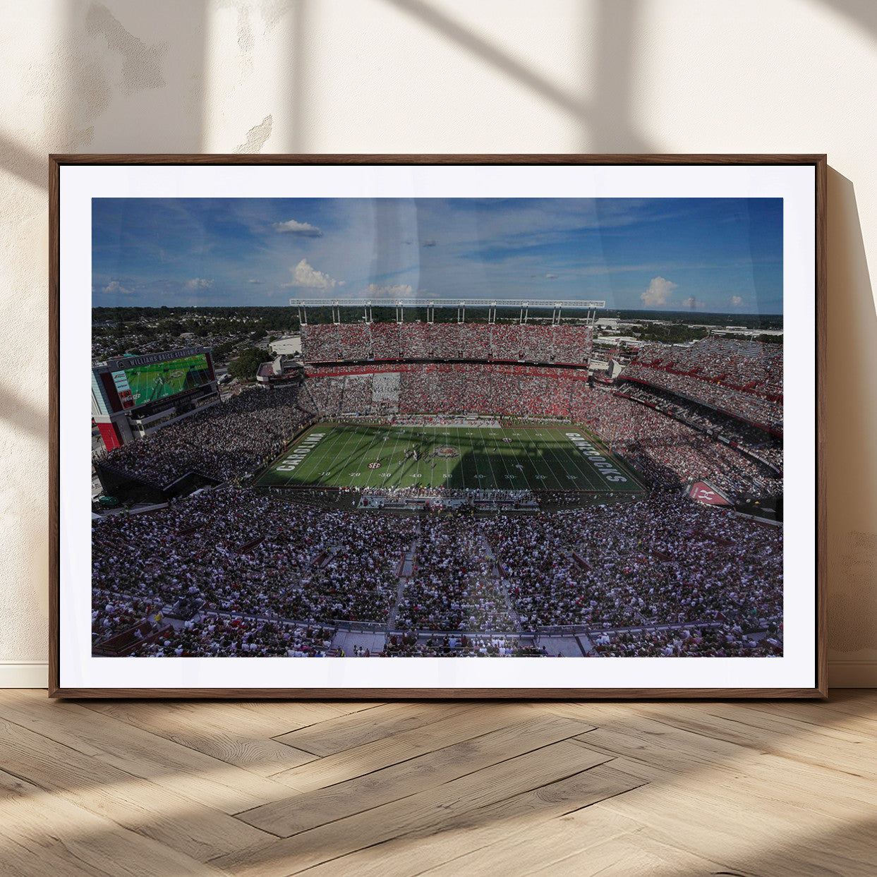 83382-MGC-FP-36x24_Walnut-South Carolina Gamecocks Football Team Print - Columbia Williams-Brice Stadium Wall Art Canvas Print