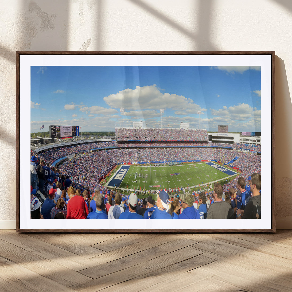 35302-MGC-FP-36x24_Walnut-Buffalo Bills NFL Football Team Print - Buffalo Highmark Stadium Wall Art Canvas Print