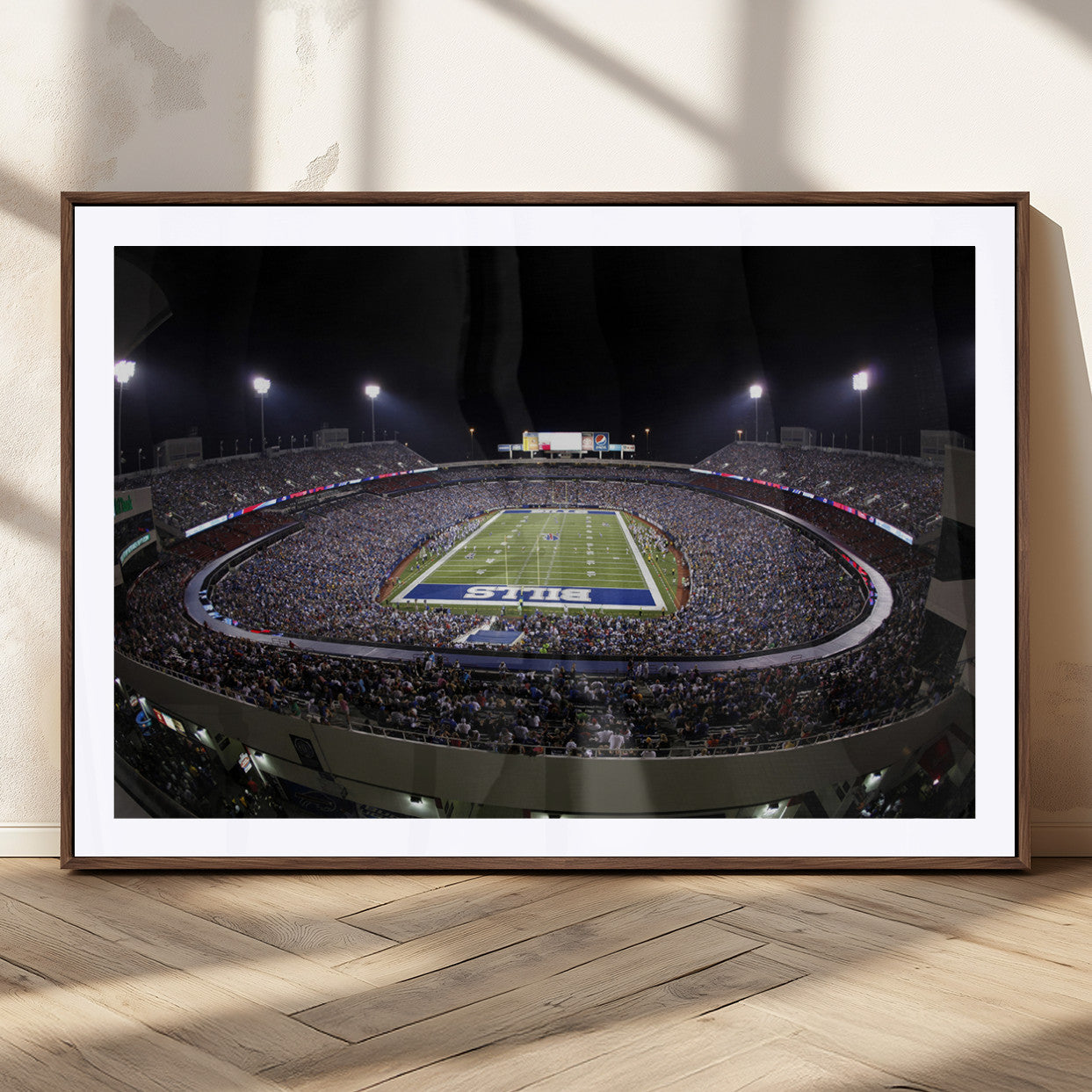 98546-MGC-FP-36x24_Walnut-Buffalo Bills NFL Football Team Print - Buffalo Highmark Stadium Wall Art Canvas Print