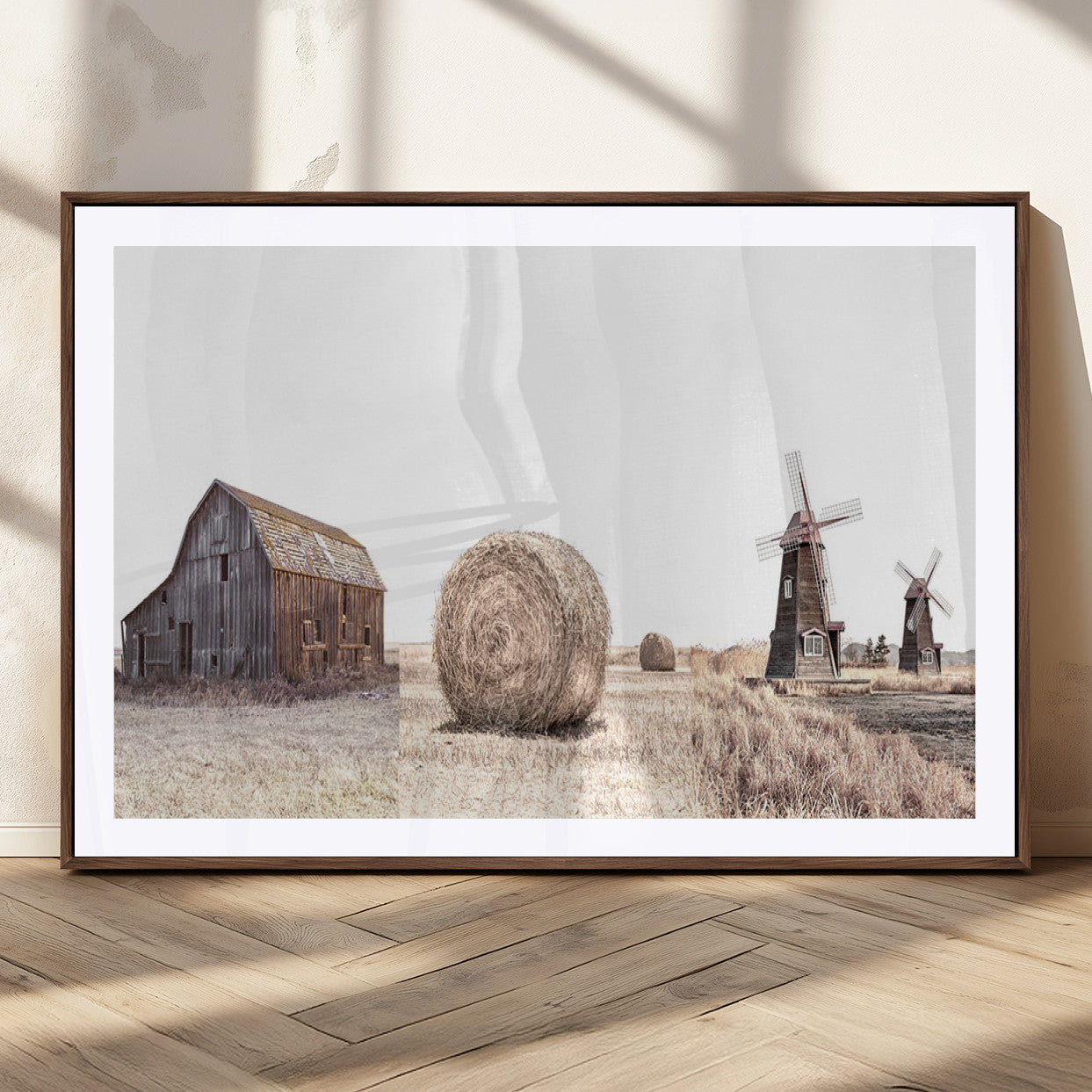 94971-MGC-FP-36x24_Walnut-Farm Prints Set, Set of 3 Farmhouse Wall Art, Country House Decor