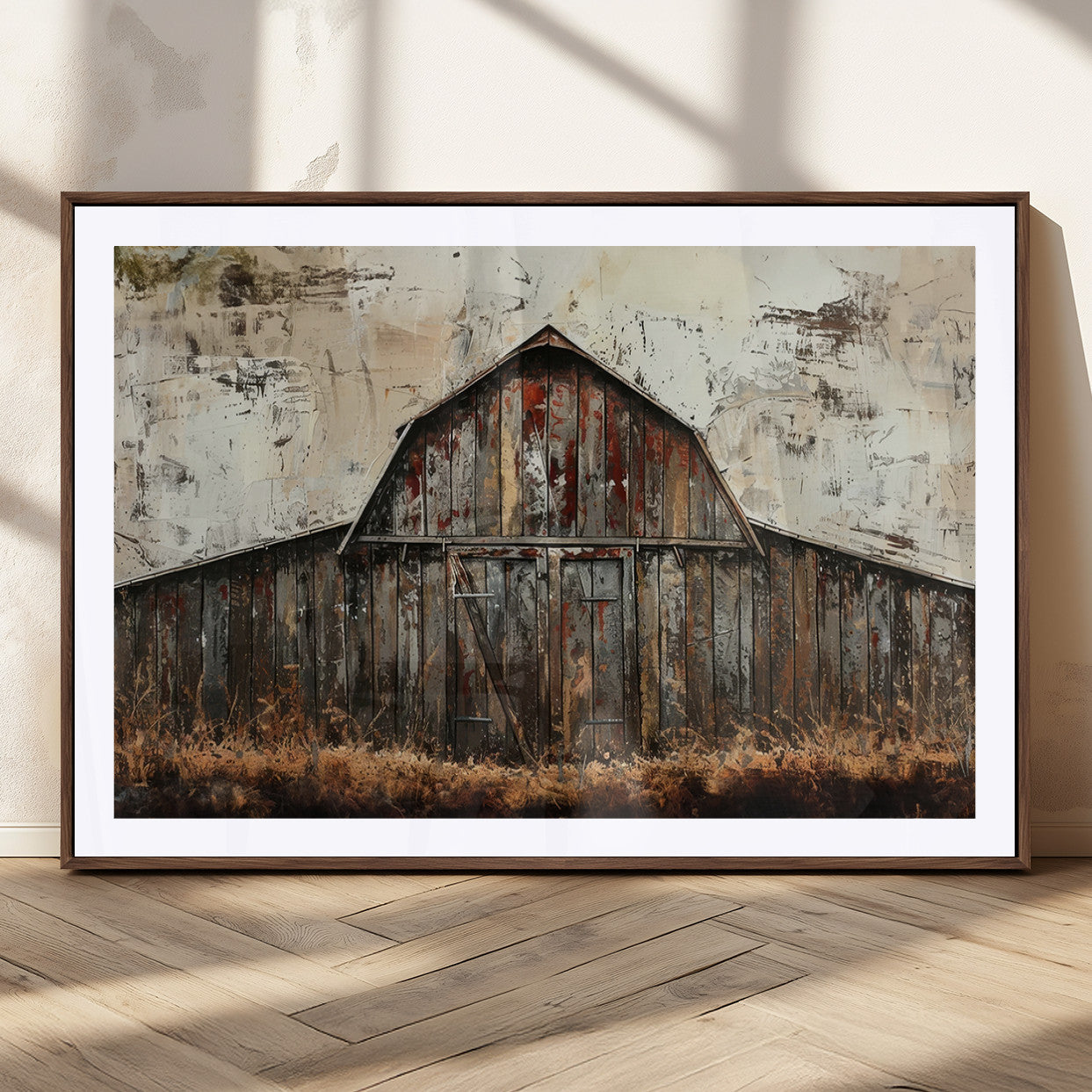 94486-MGC-FP-36x24_Walnut-Rustic Barn Wall Art | Farmhouse Wall Decor Canvas Print | Ready to Hang Barn Decor for Cabin or