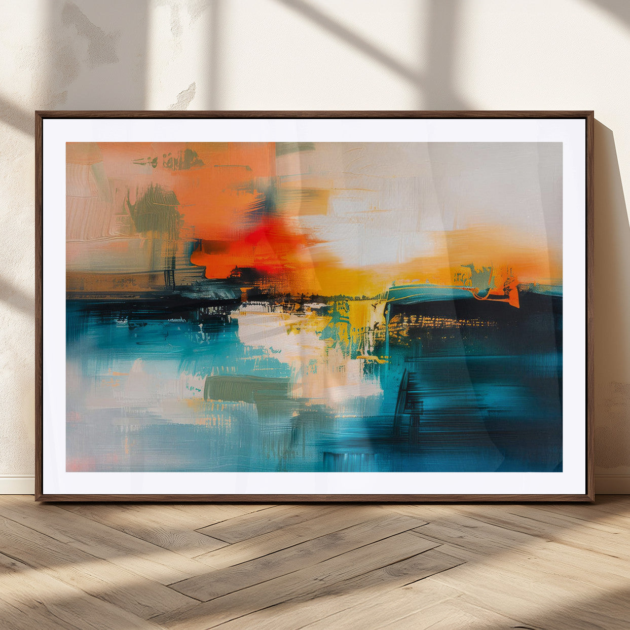 37083-MGC-FP-36x24_Walnut-Colorful Abstract Wall Art | Bold Modern Canvas Print | Ready to Hang and Framed for Living Room or