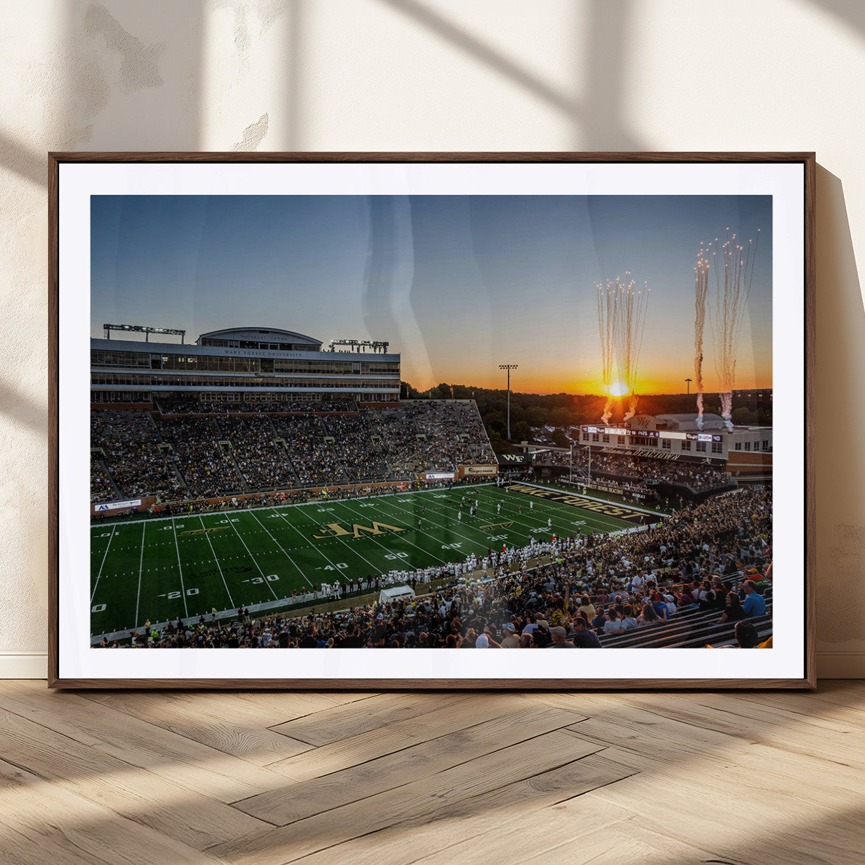 29253-MGC-FP-36x24_Walnut-Demon Deacons Football Team Print Canvas- Winston-Salem Allegacy Federal Credit Union Stadium Wall