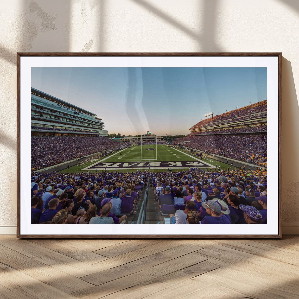 82792-MGC-FP-36x24_Walnut-Kansas State University Wildcats Football Team Print - Manhattan Bill Snyder Family Football Stadium