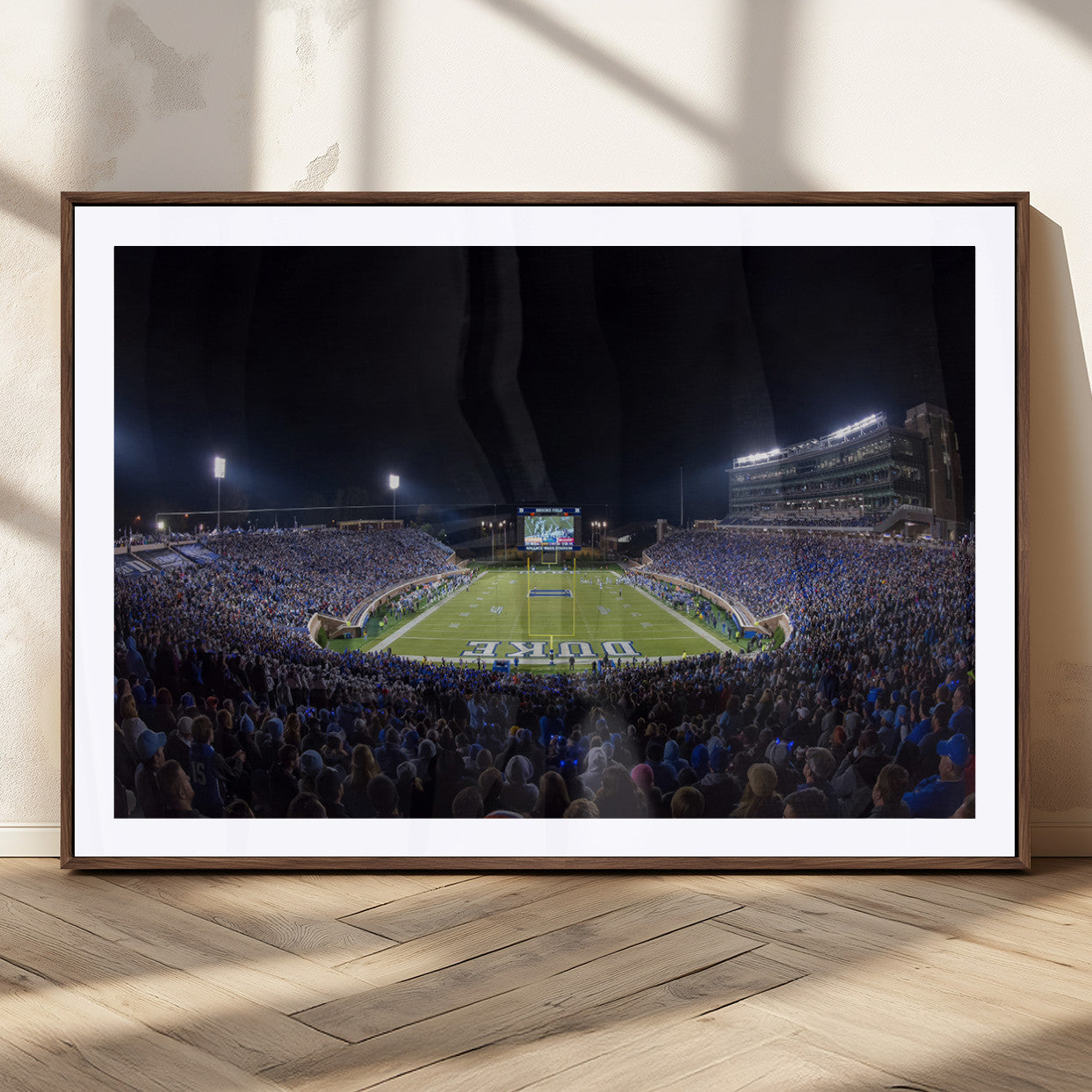 21070-MGC-FP-36x24_Walnut-Duke University Blue Devils Football Team Print - Durham Wallace Wade Stadium Wall Art Canvas Print