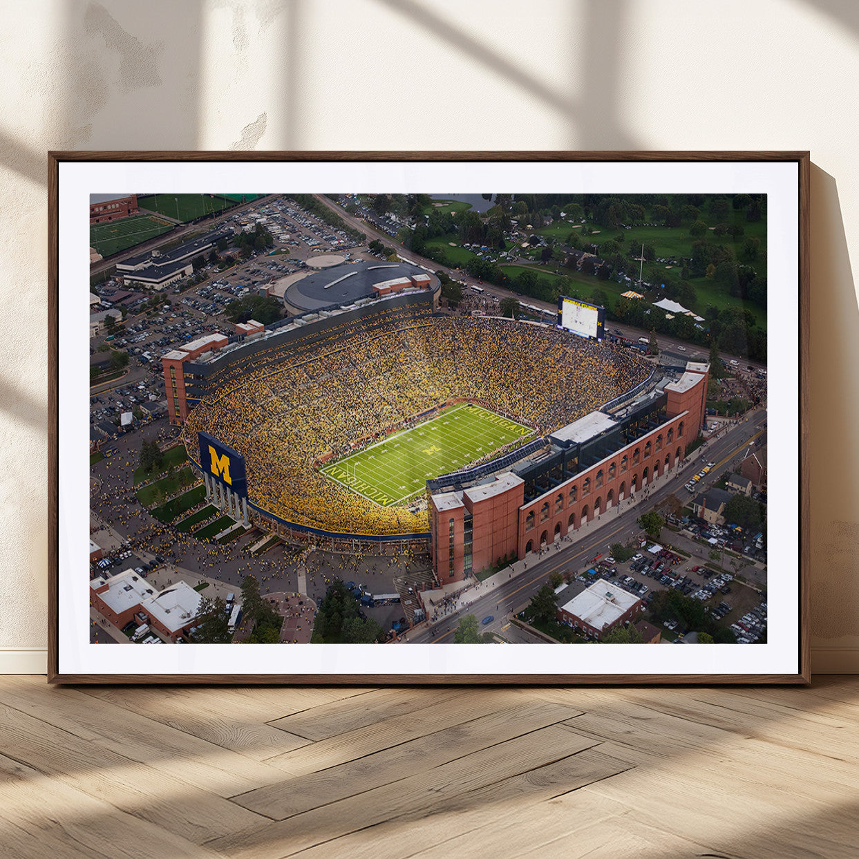 95248-MGC-FP-36x24_Walnut-University of Michigan Wolverines Football Team Print - Ann Arbor Michigan Stadium Wall Art Canvas