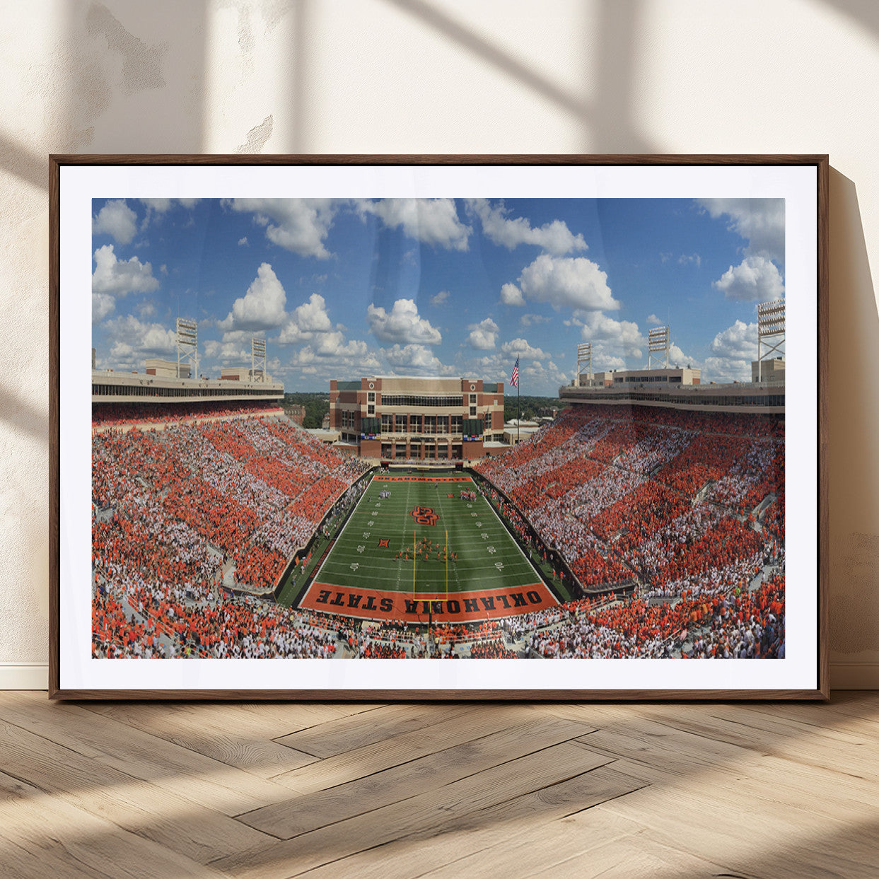 65192-MGC-FP-36x24_Walnut-Oklahoma State Cowboys Football Team Print - Stillwater Boone Pickens Stadium Wall Art Canvas Print