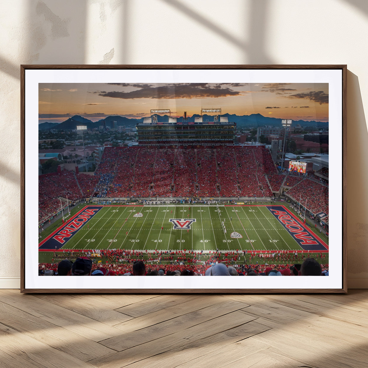 99722-MGC-FP-36x24_Walnut-Framed Arizona Wildcats Football Team Print - Tucson Arizona Stadium Wall Art Canvas Print