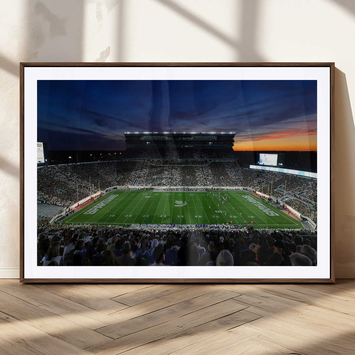 49074-MGC-FP-36x24_Walnut-Michigan State Spartans Football Team Print - East Lansing Spartan Stadium Canvas Print