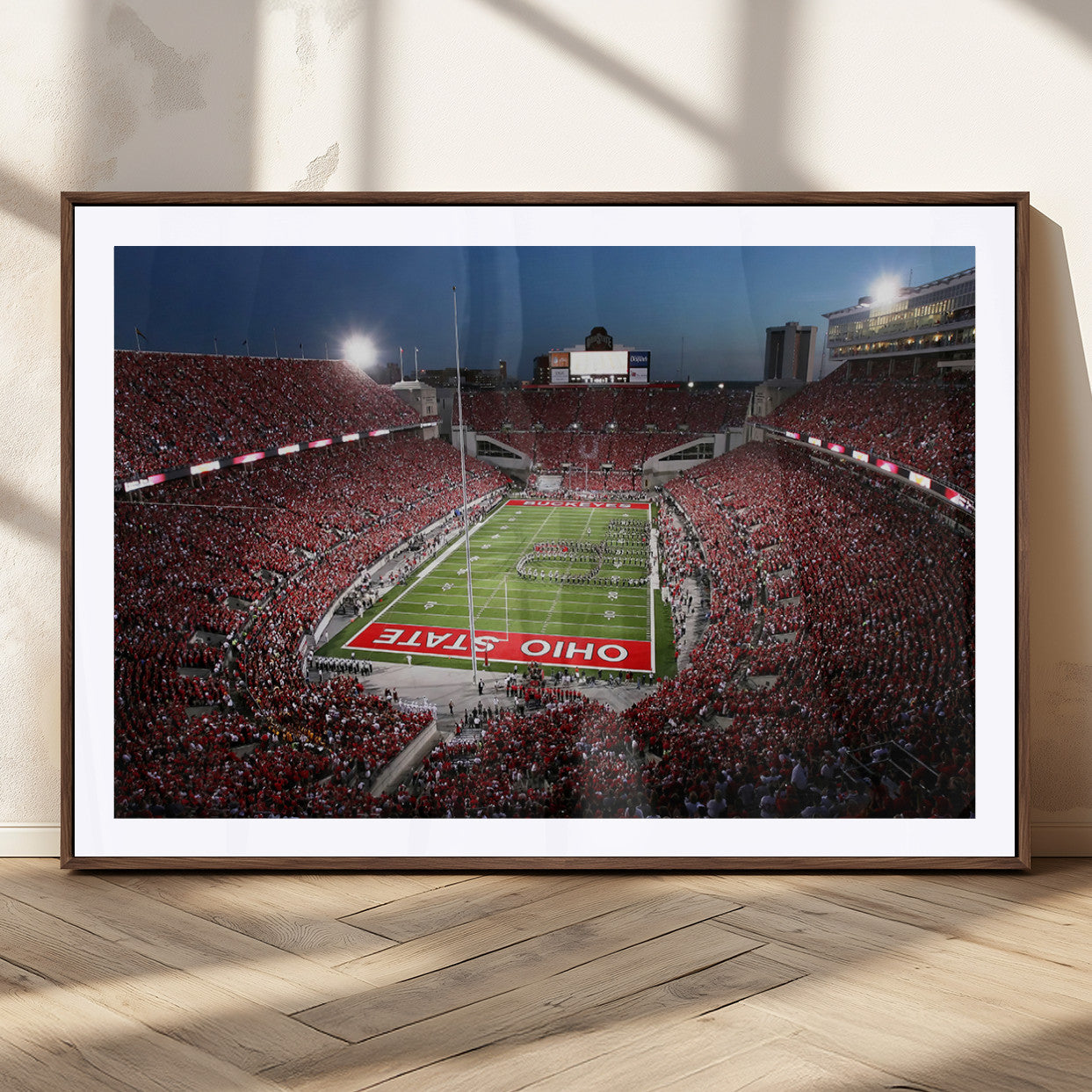 98743-MGC-FP-36x24_Walnut-Ohio State University Buckeyes Football Team Print - Columbus Ohio Stadium Wall Art Canvas Print