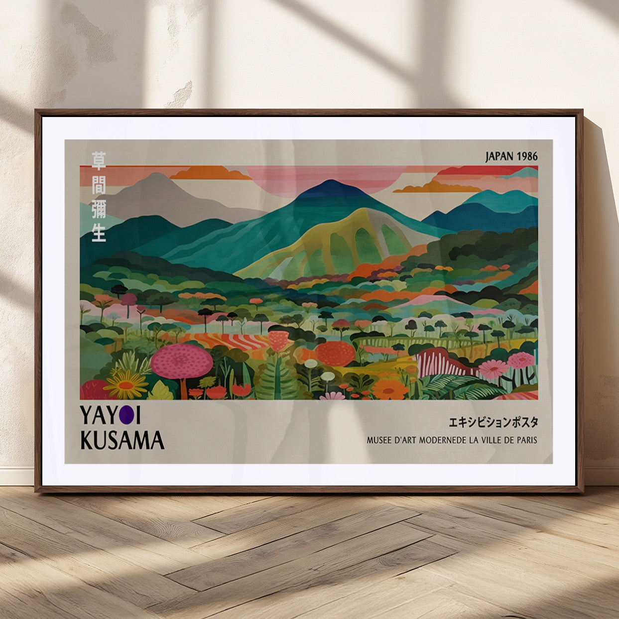 83384-MGC-FP-36x24_Walnut-Yayoi Kusama Japan 1986 Canvas – Wabi Sabi Japanese Vibrant Abstract Wall Art Contemporary Canvas for Home, Office