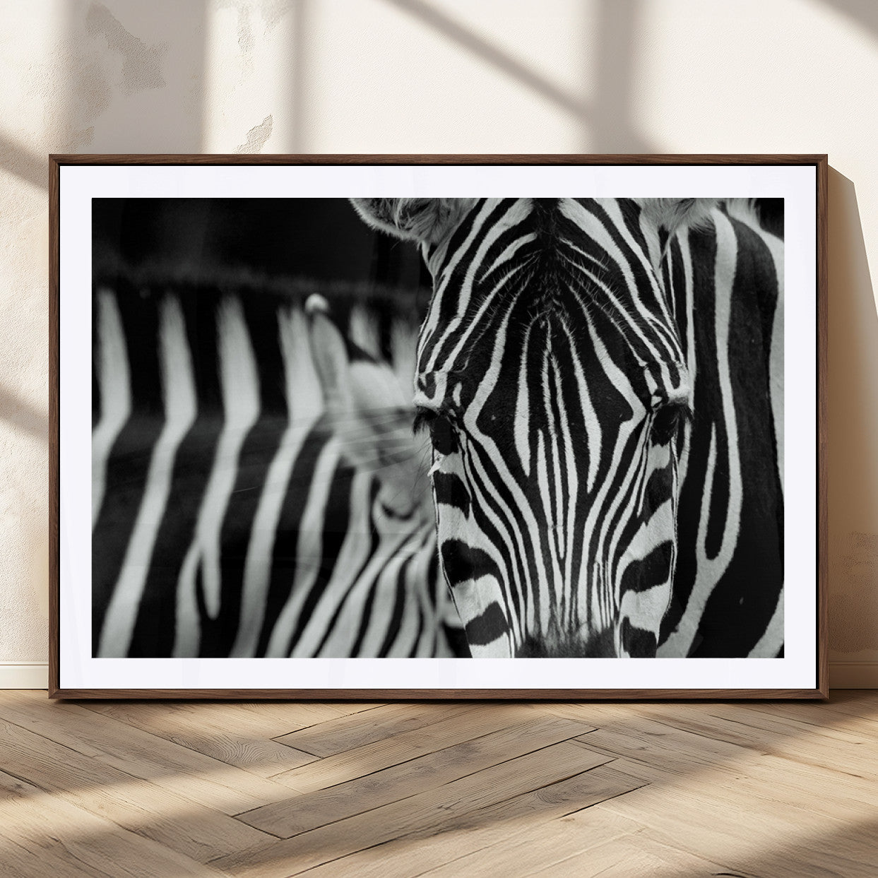 MGC-FP-36x24 - Zebra Wall Art – Close Up Black and White Animal Print, Bold Safari Decor for Living Room, Office, or Bedroom