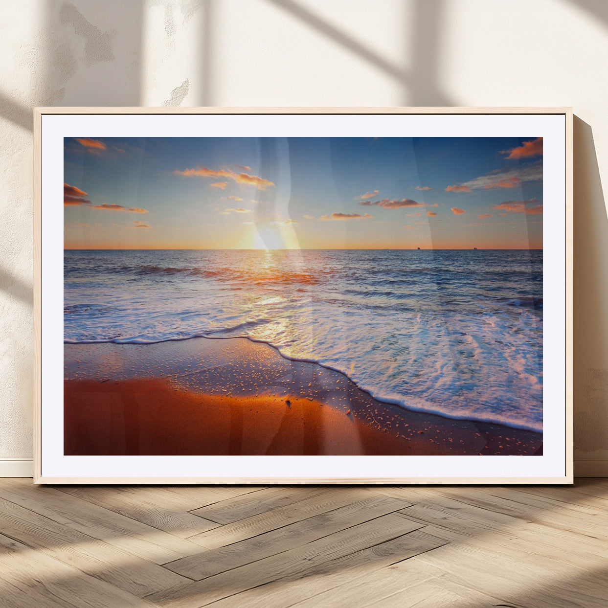 96736-MGC-FP-40x30-Ocean Beach Canvas Wall Art Beach Canvas, Coastal Sunset Tropical Island Beach Sunset Artwork Print