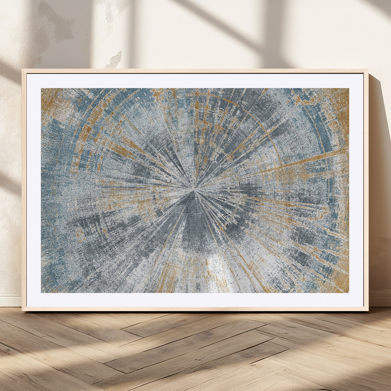 17631-MGC-FP-36x24_Natural-Radiant Abstract Wood Rings Canvas Art – Modern Triptych Wall Decor for Living Room or Farmhouse