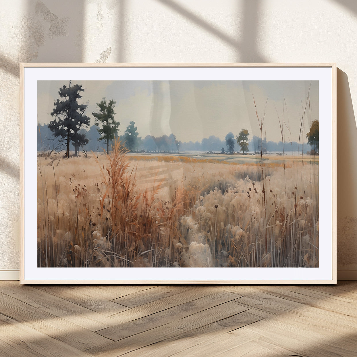 98822-MGC-FP-36x24_Natural-Golden Fields Canvas Wall Art Print – Serene Landscape of Nature’s Tranquility in Minimalist Modern