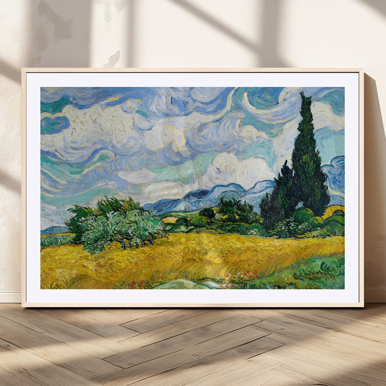 97252-MGC-FP-36x24_Natural-Wheatfield With Cypresses By Van Gogh Painting Wall Art Canvas, Wheatfield With Cypresses Canvas