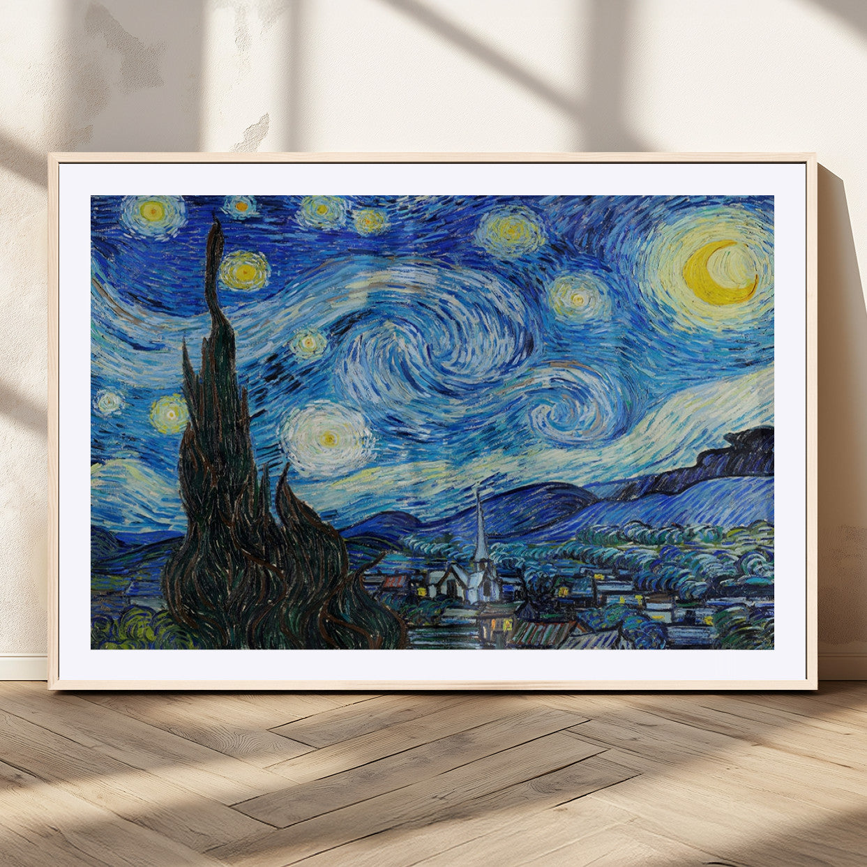 39177-MGC-FP-36x24_Natural-Vincent Van Gogh The Starry Night Abstract Wall Art Canvas Print