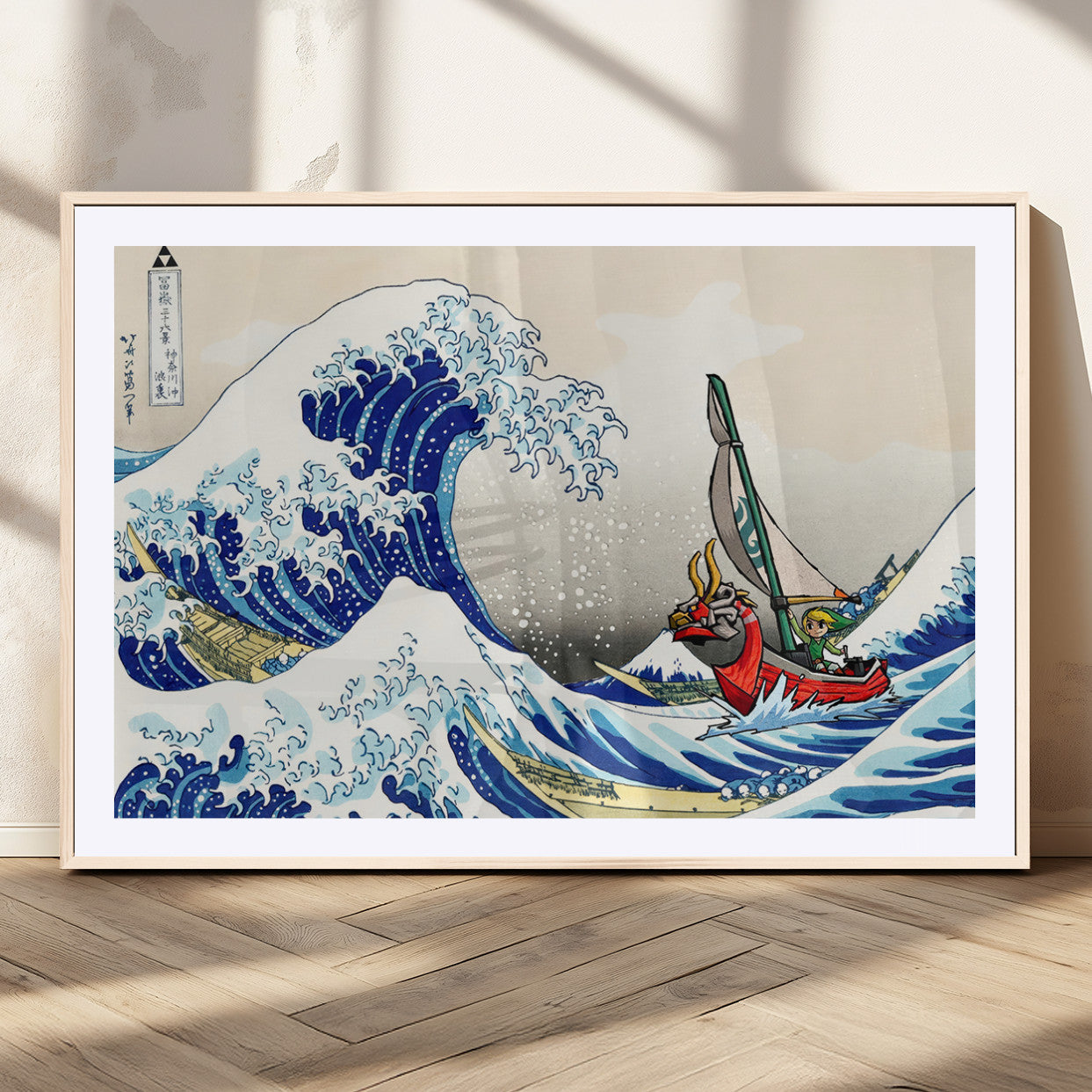 19450-MGC-FP-36x24_Natural-Katsushika Hokusai Kanagawa Giant Wave Wall Art Canvas Print | Iconic Japanese Art for Living Room
