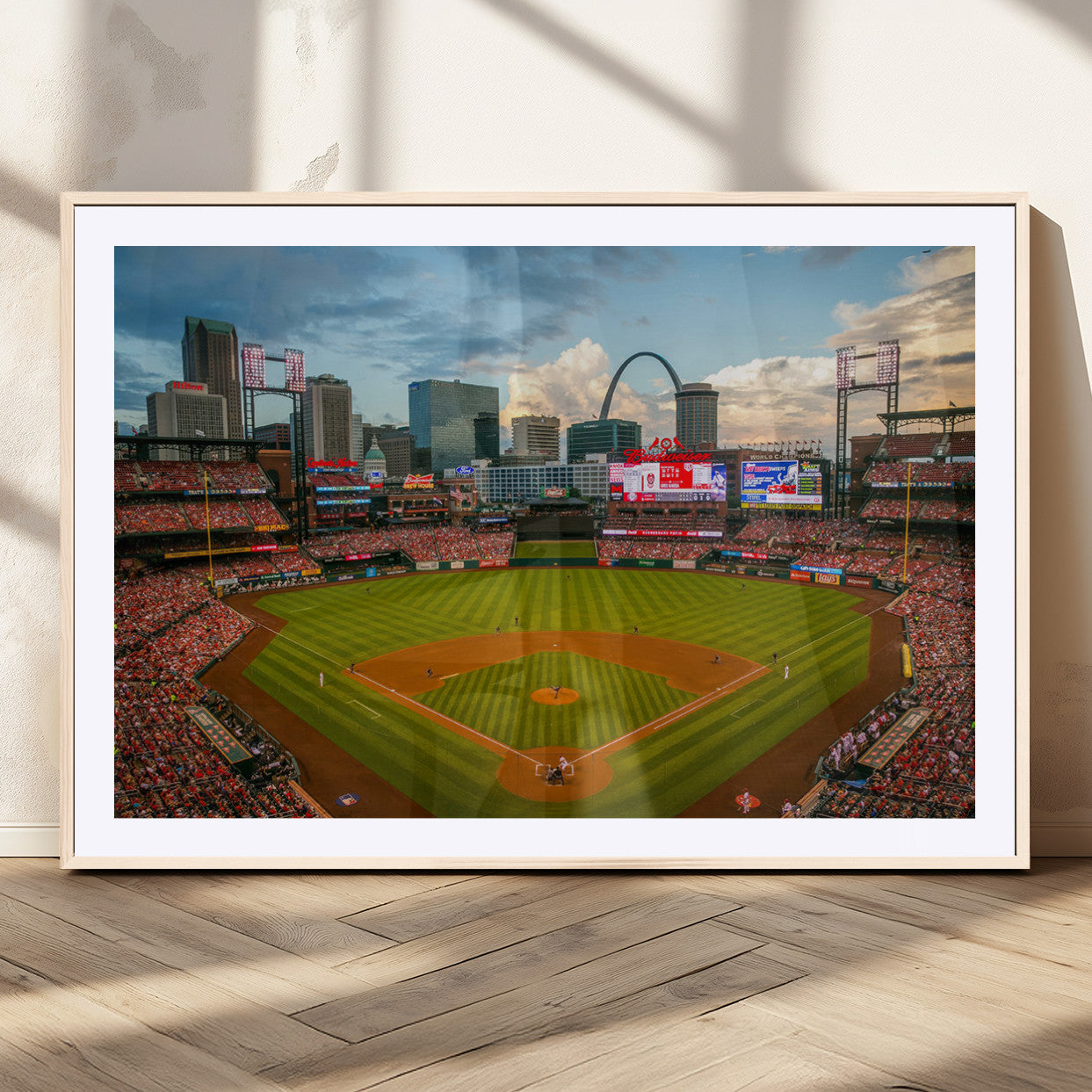 91908-MGC-FP-36x24_Natural-Busch Stadium Wall Art Print | St. Louis Cardinals Baseball Stadium Canvas Print | Framed Sports