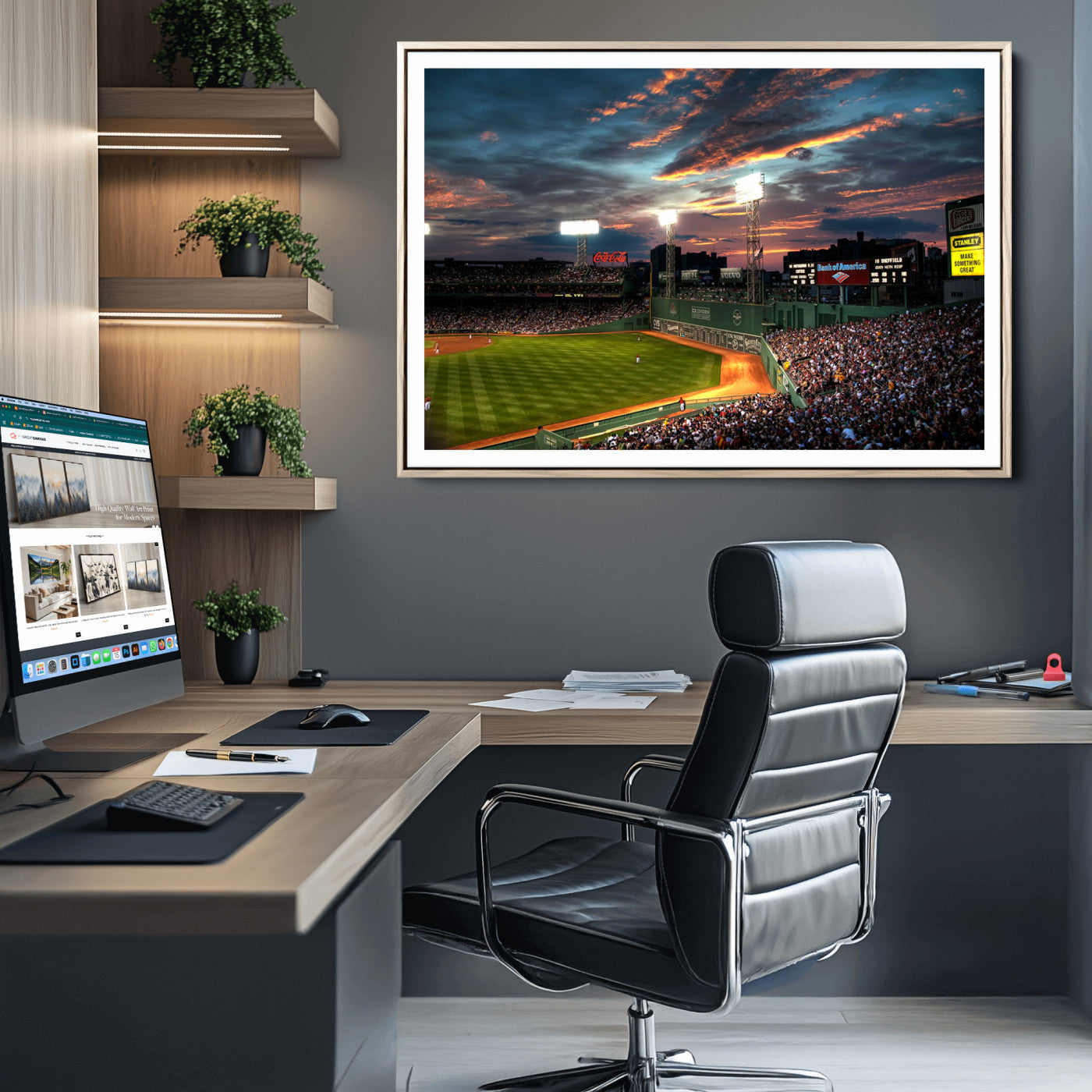 66781-MGC-FP-36x24_Natural-Fenway Park Wall Art Canvas Print | Large Baseball Stadium Canvas Print for Boston Red Sox Fans |