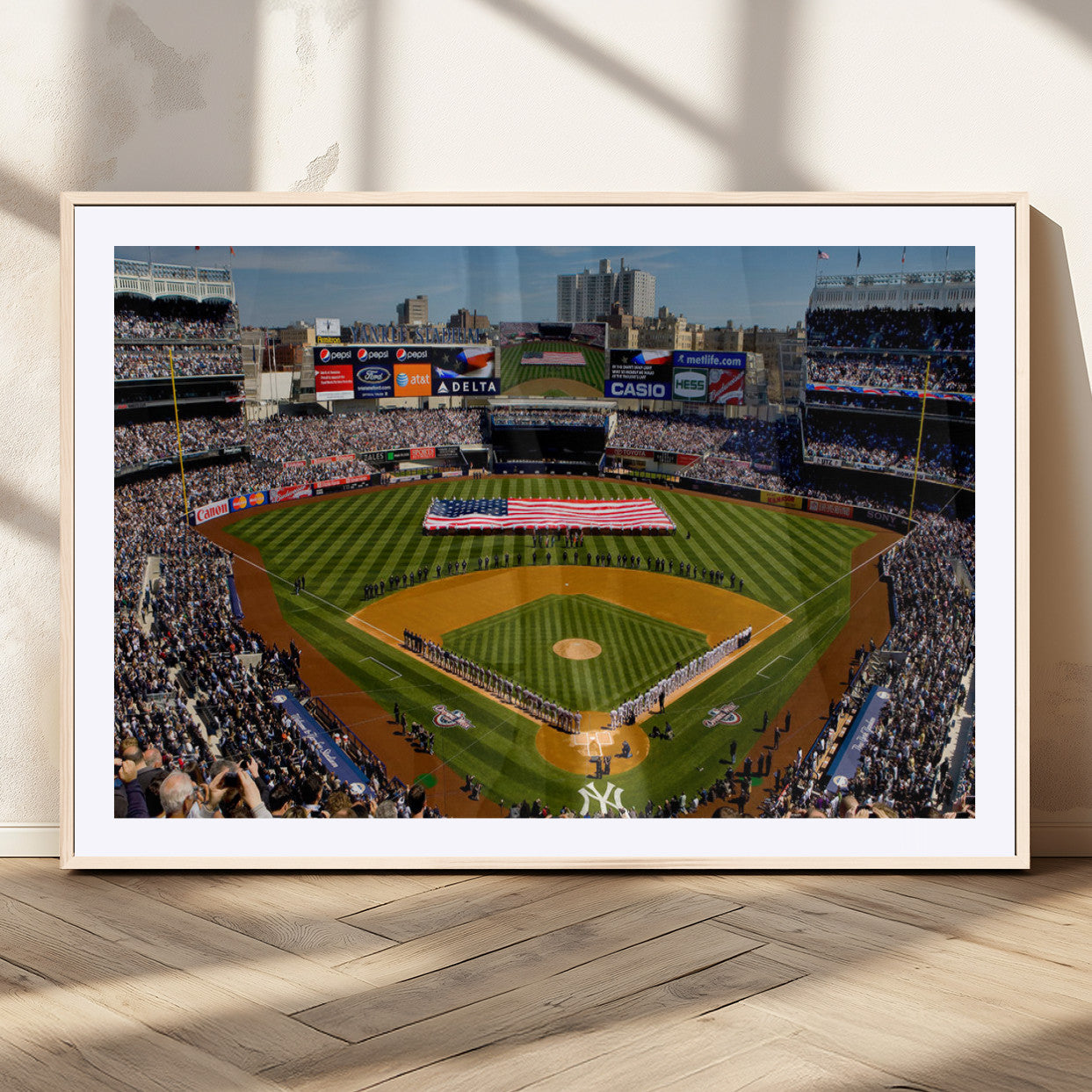 20879-MGC-FP-36x24_Natural-Yankee Stadium New York Wall Art Print | 3-Panel Canvas Print of Yankees Baseball Stadium | Large