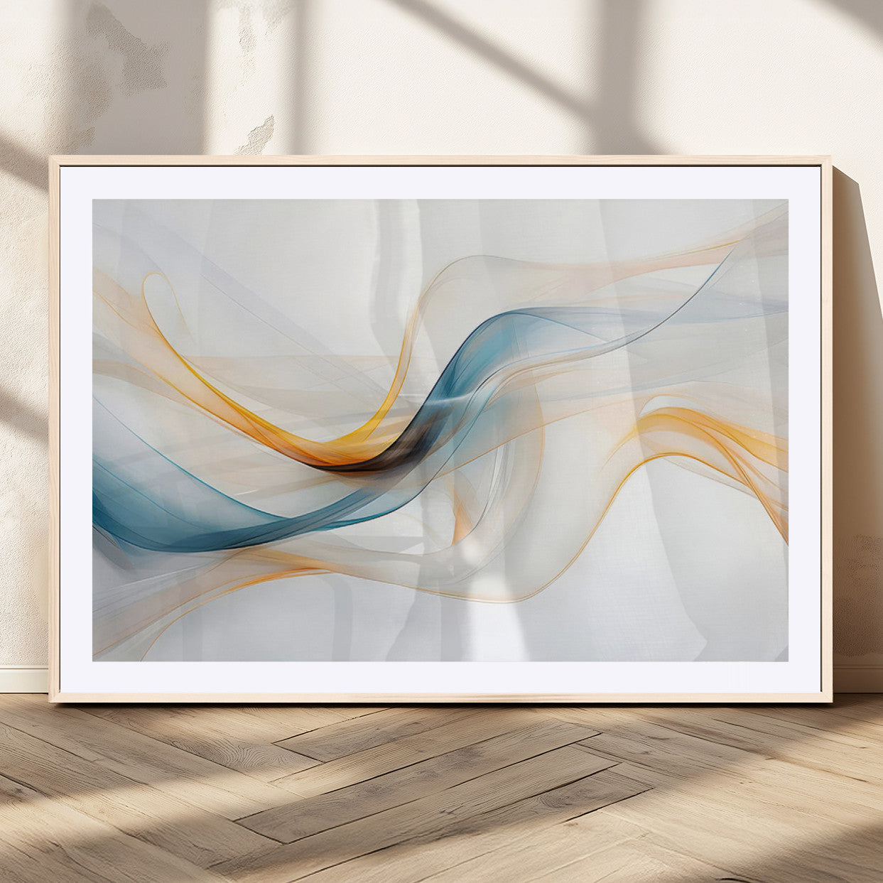 60881-MGC-FP-36x24_Natural-Decorative Turquoise Abstract Wave Wall Art Canvas Print