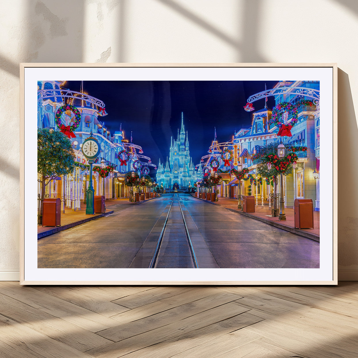 12470-MGC-FP-36x24_Natural-Disney Castle Wall Art – Large Magic Kingdom Canvas Artwork, Fairytale Design, Kids Room Christmas Decor for Home, Office
