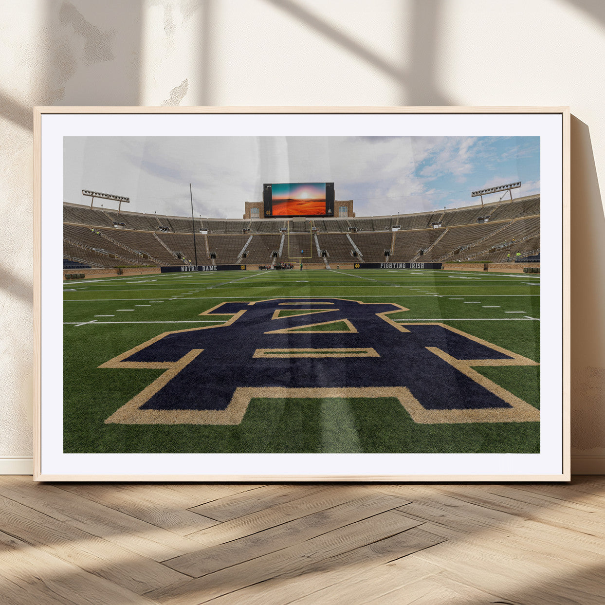 MGC-FP-36x24 - Notre Dame Stadium Wall Art Canvas Print, Framed Indiana Stadium Art Picture Print, Notre Dame Field Perfect Sport Room Decor Artwork