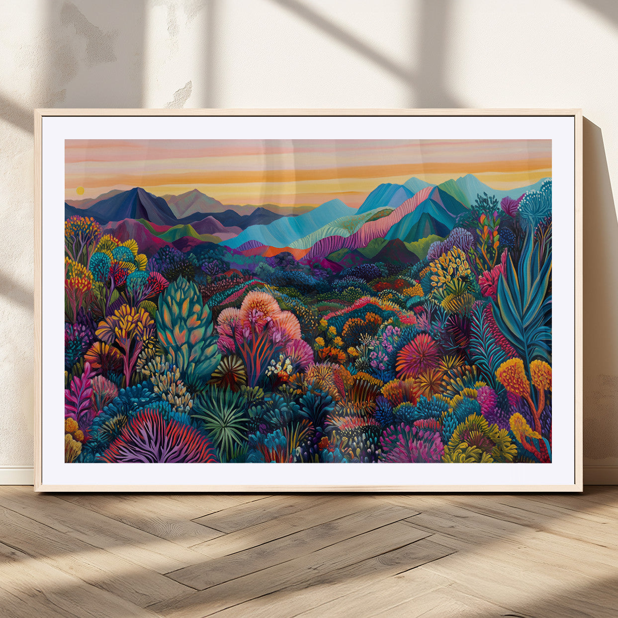 63728-MGC-FP-36x24_Natural-Colorful Abstract Landscape Wall Art Print Canvas - Vibrant Modern Decor for Living Room, Office, or