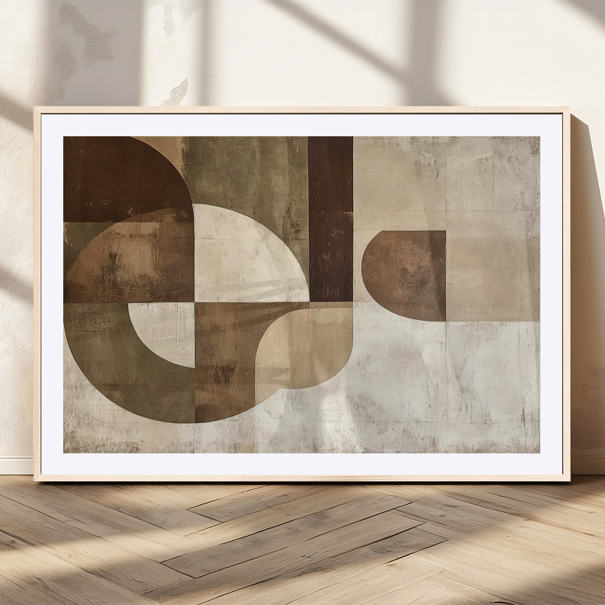 59767-MGC-FP-36x24_Natural-Wabi Sabi Geometric Wall Art | Abstract Modern Minimalist Canvas Print with Neutral Mid Century Art