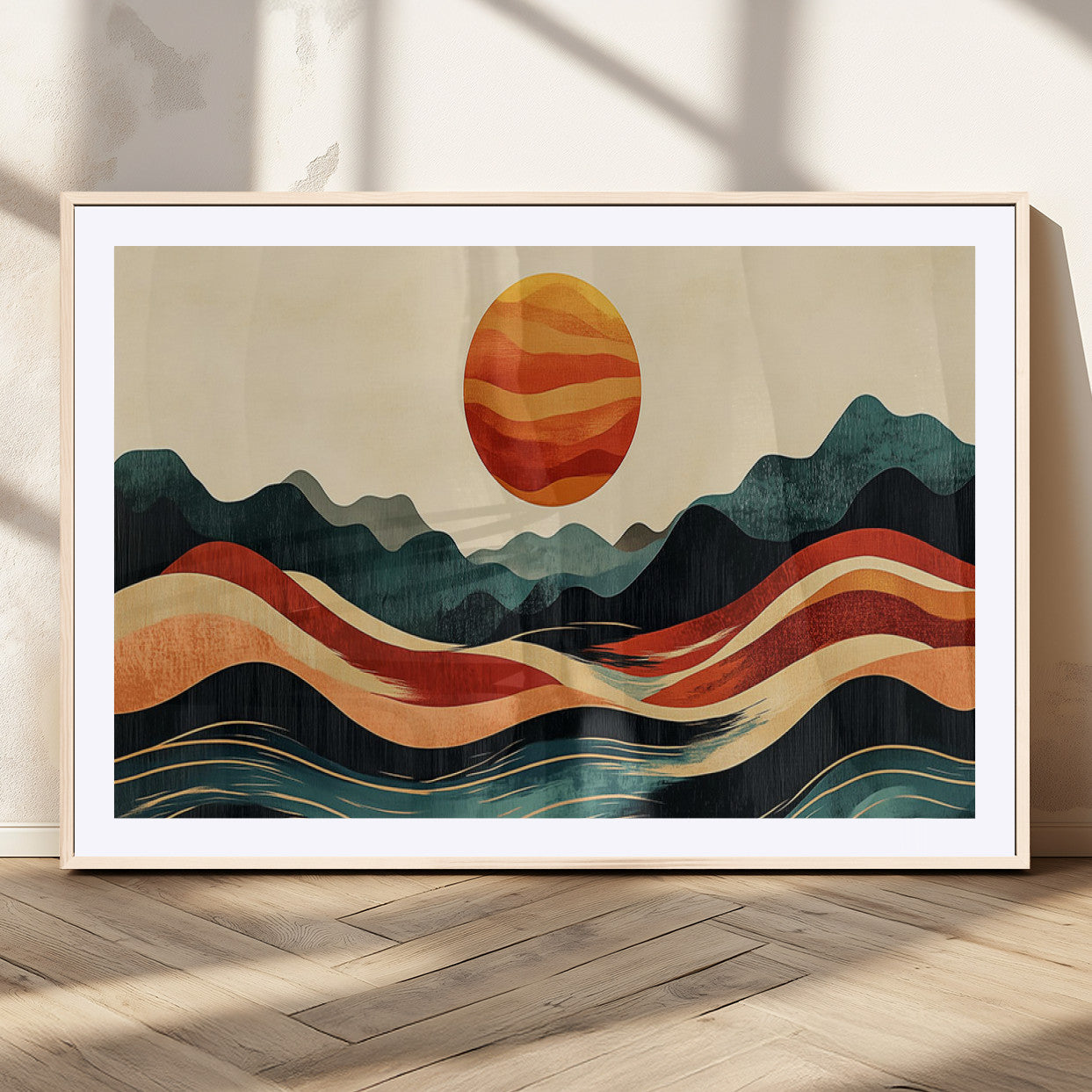 11087-MGV-CV-36X24-Mountain Triptych Wall Art - Western Nature Prints - Framed Boho Pine Tree Canvas for Log Cabin or