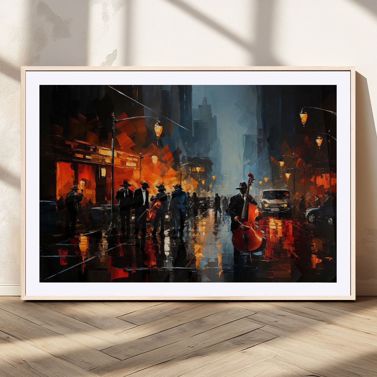 46538-MGC-FP-36x24_Natural-Winston Porter Jazz Wall Art - African American Music Canvas - Abstract Colorful Music Art - Framed