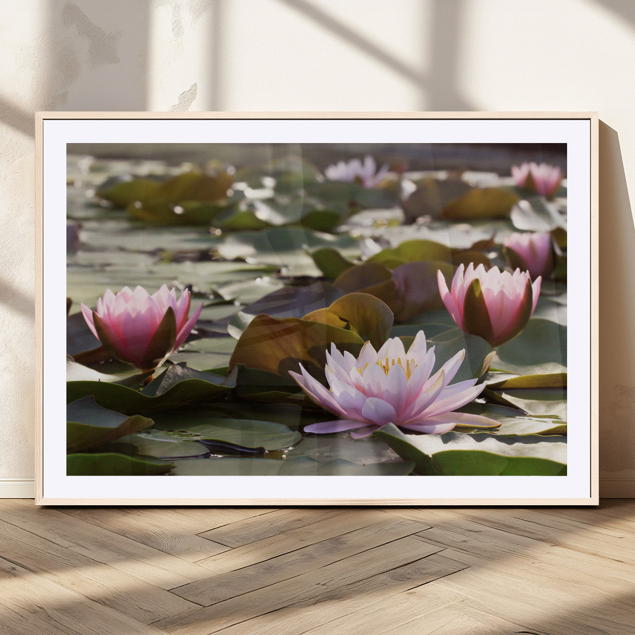 MGC-FP-36x24 - Lotus Flower Wall Art Canvas Print, Water Lily Large Wall Art Canvas Print for Yoga Room Decor,