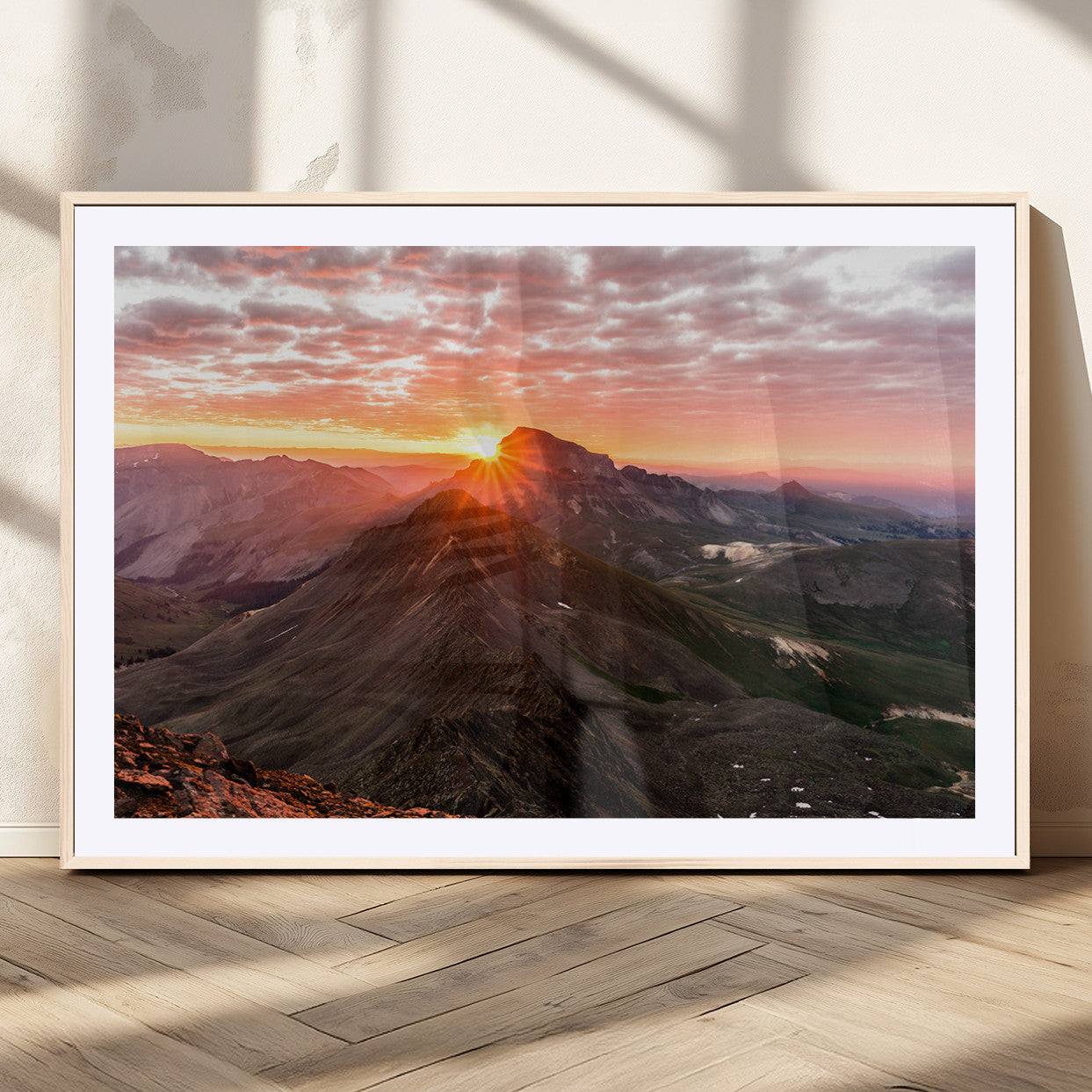 MGC-FP-36x24 - Majestic Sunrise Wall Art – Canvas Print of Rugged Mountain Peaks, Vibrant Sky, Serene Landscape, Nature Decor for Home or Office