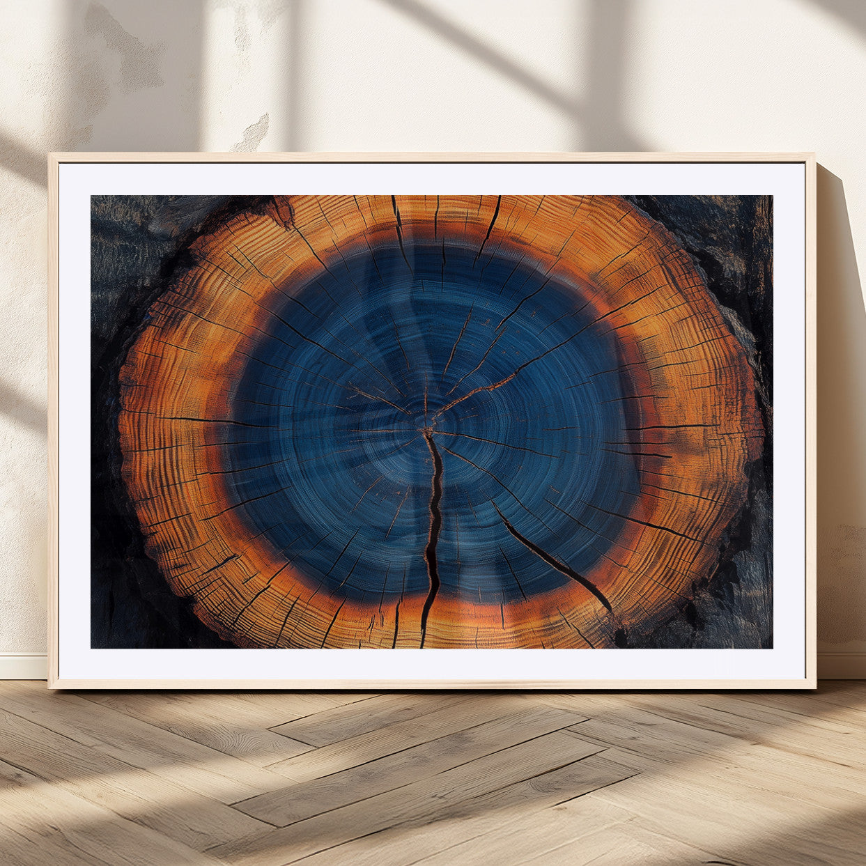 MGC-FP-36x24 - Abstract Tree Ring Wall Art Print, Natural Rustic Wood Texture Canvas Print, Framed Tree Ring Printing, Wood Tree Stump Artwork Canvas Print