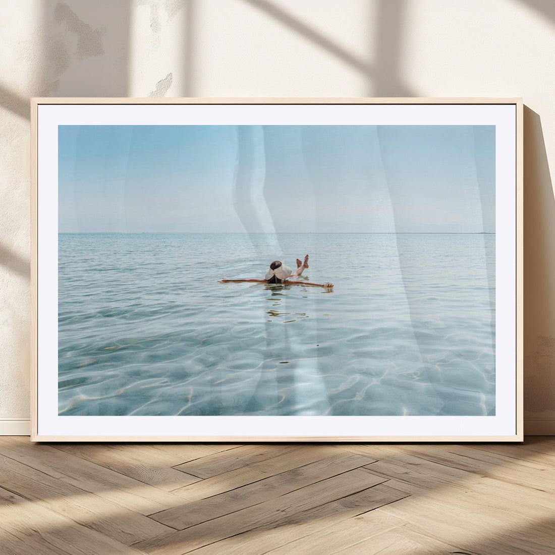 Swimming Relaxation Wall Art Canvas Print, Framed Peaceful Clear Sea Artwork